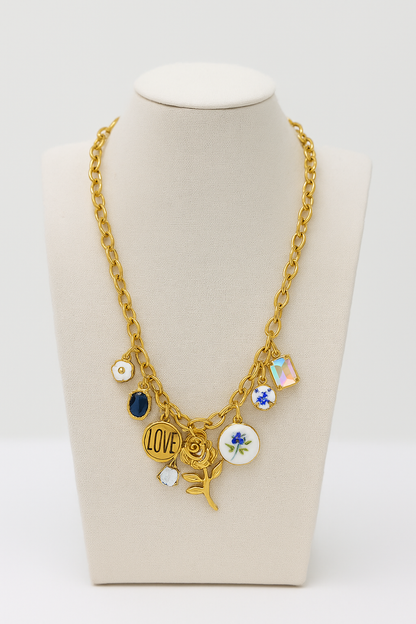 9 charm Custom Necklace: Pendant + 8 Charms