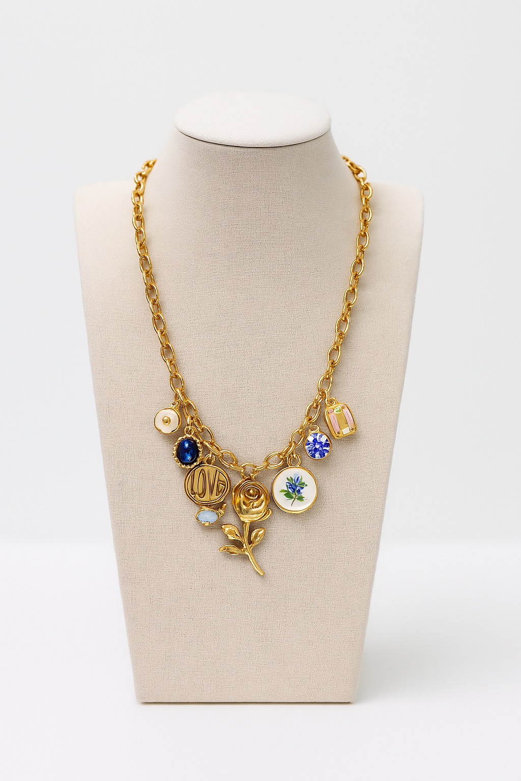 9 charm Custom Necklace: Pendant + 8 Charms