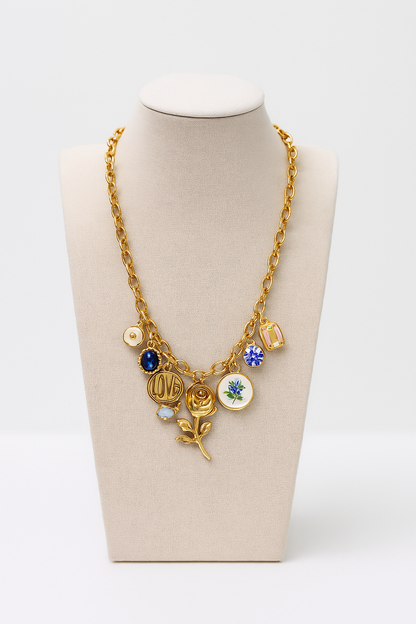 9 charm Custom Necklace: Pendant + 8 Charms